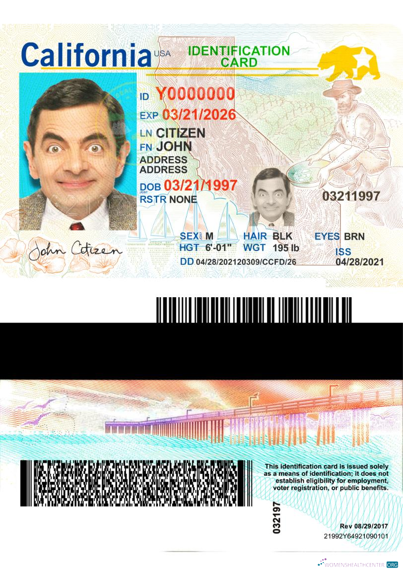 Download USA California ID card 2021 present Photoshop template